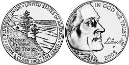 US coin 5 cents 2005 Pacific coastline