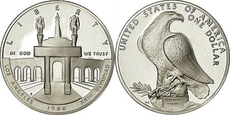 US coin 1 dollar 1983 stadium