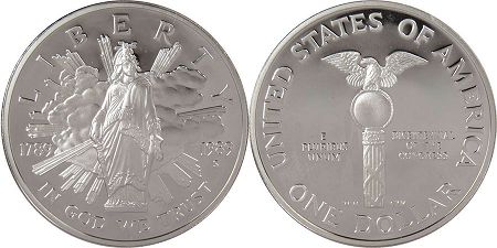 États-Unis pièce 1 dollar 1989 congress
