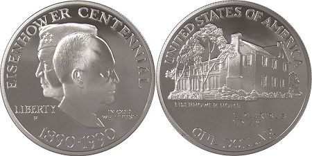 US coin 1 dollar 1990 eisenhower