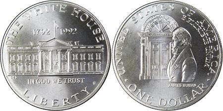 États-Unis pièce 1 dollar 1992 white house