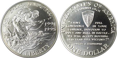 US coin 1 dollar 1993 world-war
