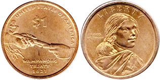 États-Unis pièce 1 dollar 2011 Wampanoag Treaty