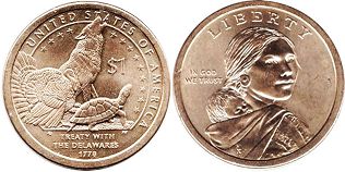 münze 1 dollar 2013 Delaware Treaty