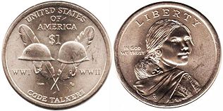 US coin 1 dollar 2016 Code Talkers