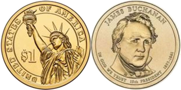 US coin 1 dollar 2010 Buchanan