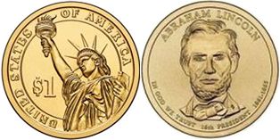 US coin 1 dollar 2010 Lincoln