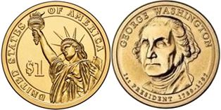 US coin 1 dollar 2009 Washington