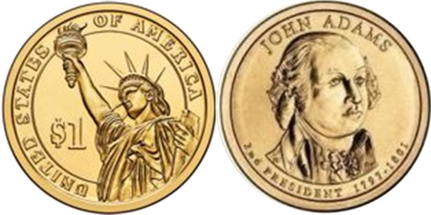 US coin 1 dollar 2009 Adams