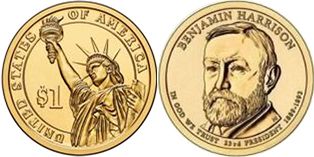 US coin 1 dollar 2009 Harrison