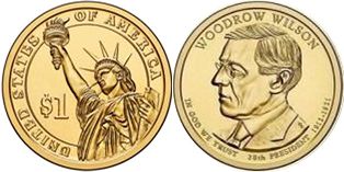 US coin 1 dollar 2013 Wilson