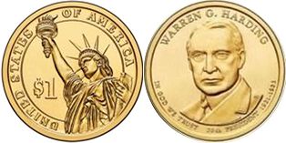 US coin 1 dollar 2009 Harding