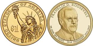 US coin 1 dollar 2014 Franklin D. Roosevelt