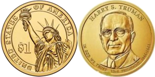 US coin 1 dollar 2015 Truman