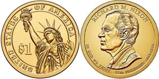 US coin 1 dollar 2016 Nixon