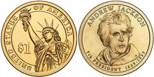 US coin 1 dollar 2008 Jackson