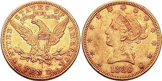 États-Unis pièce 10 dollars 1880
