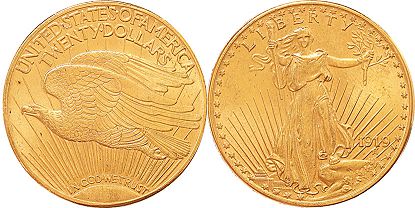 États-Unis pièce 20 dollars 1919
