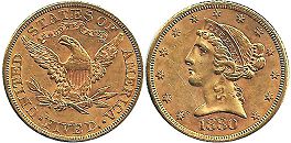États-Unis pièce 5 dollars 1880