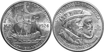 münze 1/2 dollar 1924 HUGUENOT-WALLOON