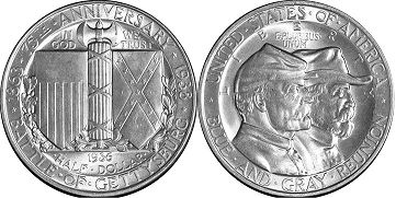 münze 1/2 dollar 1936 GETTYSBURG