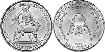 münze 1/2 dollar 1938 NEW ROCHELLE