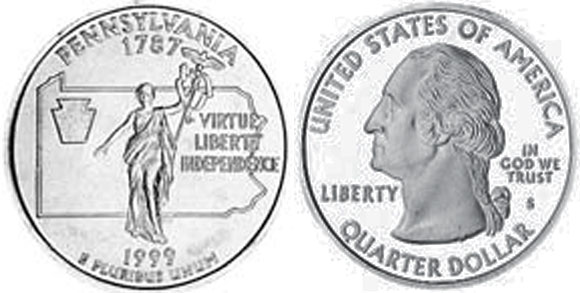US coin State quarter 1999 Pennsylvania