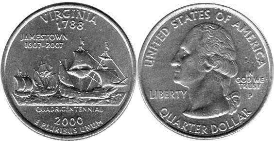 US coin State quarter 2000 Virginia