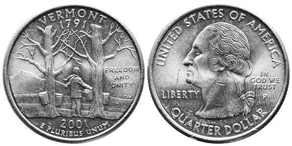 US coin State quarter 2001 Vermont