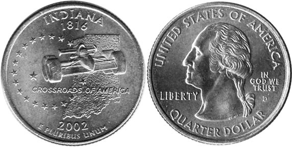 US coin State quarter 2002 Indiana