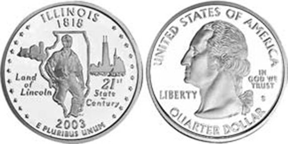 US coin State quarter 2003 Illinois