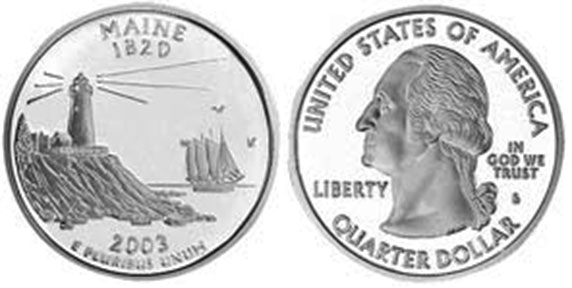 US coin State quarter 2003 Maine