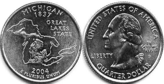 US coin State quarter 2004 Michigan
