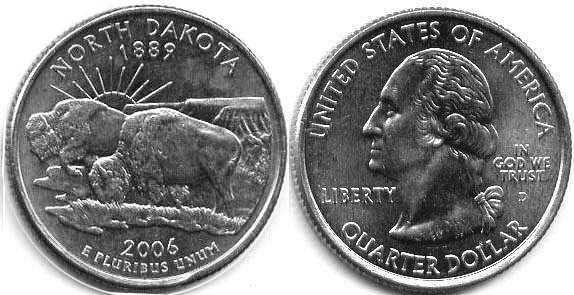 US coin State quarter 2006 North Dakota