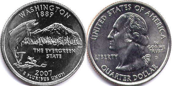 US coin State quarter 2007 Washington