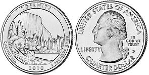US coin Beautiful America quarter 2010 Yosemite