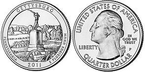 US coin Beautiful America quarter 2011 Gettysburg