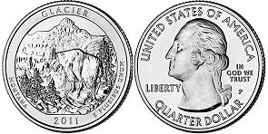 US coin Beautiful America quarter 2011 Glacier