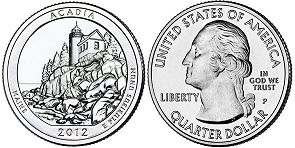 US coin Beautiful America quarter 2012 Acadia