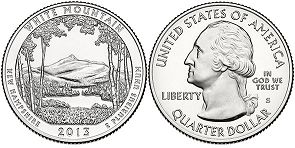 US coin Beautiful America quarter 2013 White Mountain