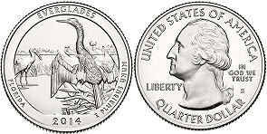 US coin Beautiful America quarter 2014 Everglades