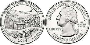 US coin Beautiful America quarter 2014 Great Smoky Mountains