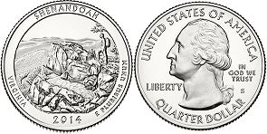 US coin Beautiful America quarter 2014 Shenandoah