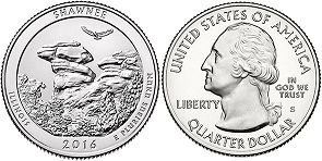 US coin Beautiful America quarter 2016 Shawnee 