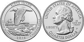US coin Beautiful America quarter 2018 Block Island