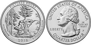 US coin Beautiful America quarter 2018 Pictured Rocks