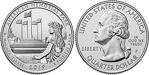 US coin Beautiful America quarter 2019 American Memorial