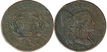 États-Unis pièce 1 cent 1794