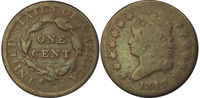 US coin 1 cent 1812
