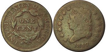 États-Unis pièce 1 cent 1812